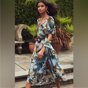 Sachin + Babi Liv Floral Dress Puff Sleeve Multicolor Tropical Resort Size 4